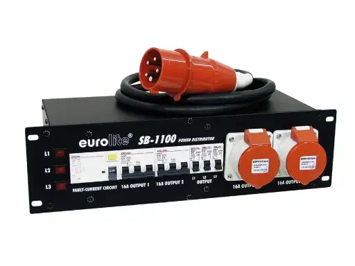 Stroomverdeelkast 3x32A 400V IN 3 x 32A Out 400V + 2 x 3x16A 400V + 6 x Schuco 230V
