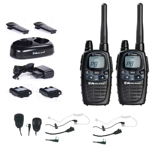 Walkie Talkie (2 x Midland G7 XTR + Laadstation)